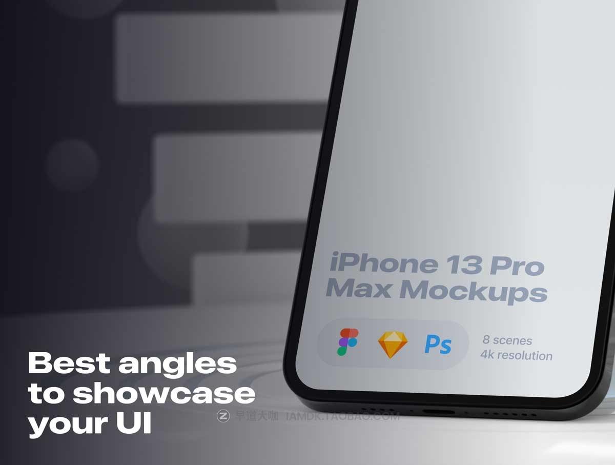 8款时尚APP界面设计苹果手机iPhone 13 Pro Max屏幕演示样机PSD模板素材 8 Custom mockups_img_2