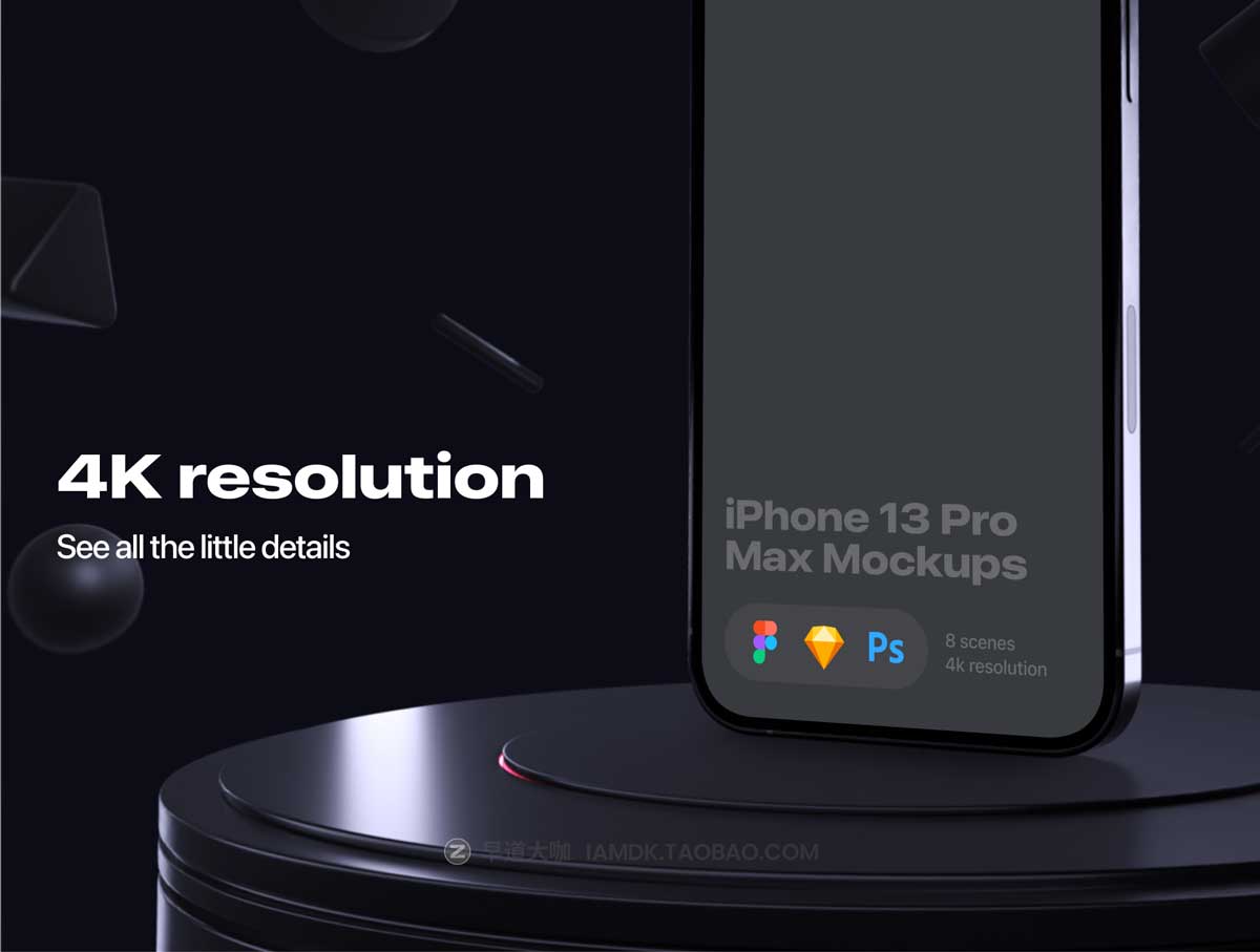 8款时尚APP界面设计苹果手机iPhone 13 Pro Max屏幕演示样机PSD模板素材 8 Custom mockups_img_2