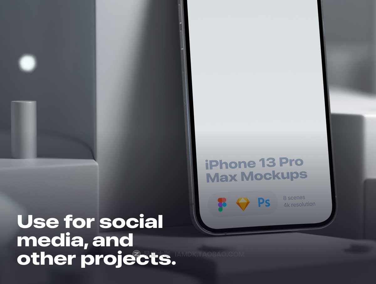 8款时尚APP界面设计苹果手机iPhone 13 Pro Max屏幕演示样机PSD模板素材 8 Custom mockups_img_2