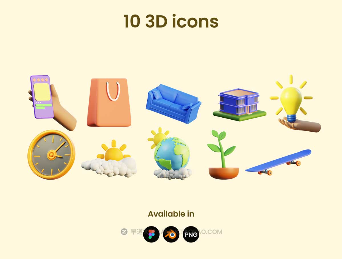 10款高级3D卡通有趣APP界面设计图标Icons设计素材包 3D Icons for your next projects_img_2