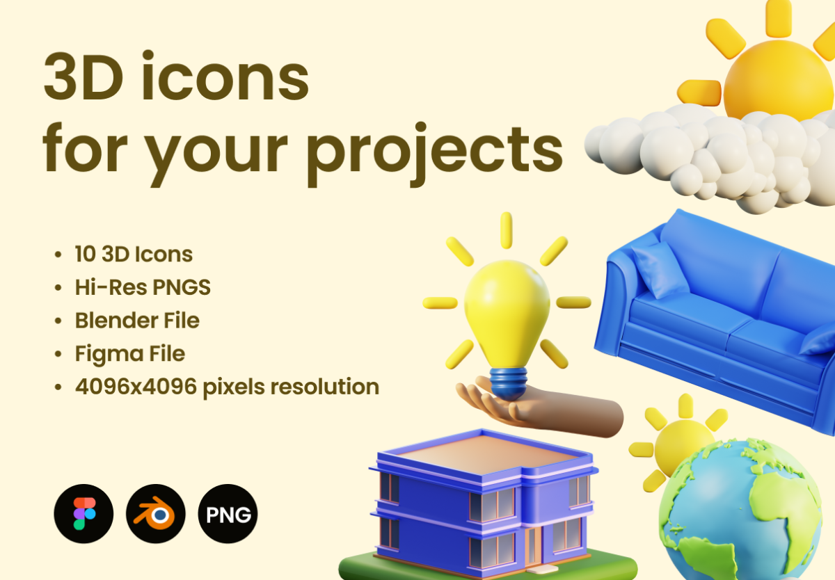 10款高级3D卡通有趣APP界面设计图标Icons设计素材包 3D Icons for your next projects_img_3