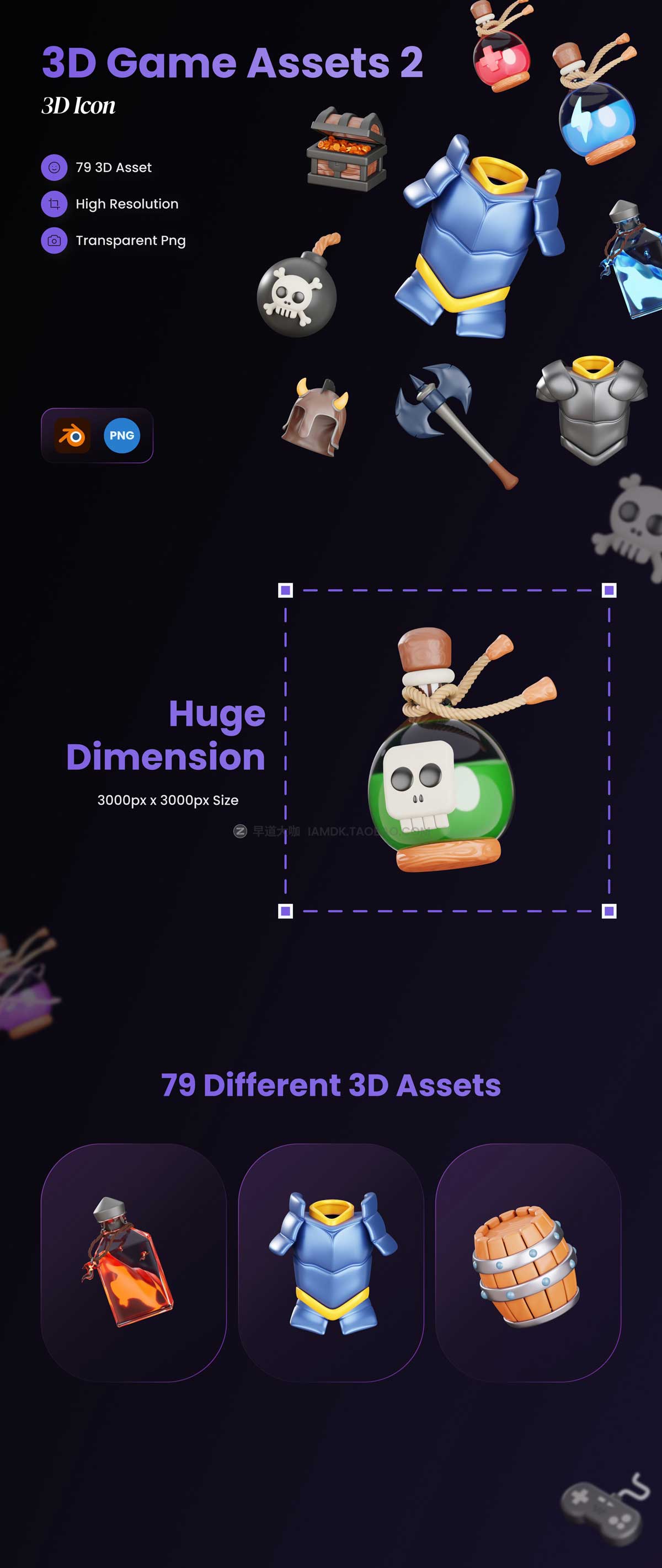 79款卡通3D史诗战争游戏装备APP界面设计图标Icons设计素材 3D Game Asset 2_img_2