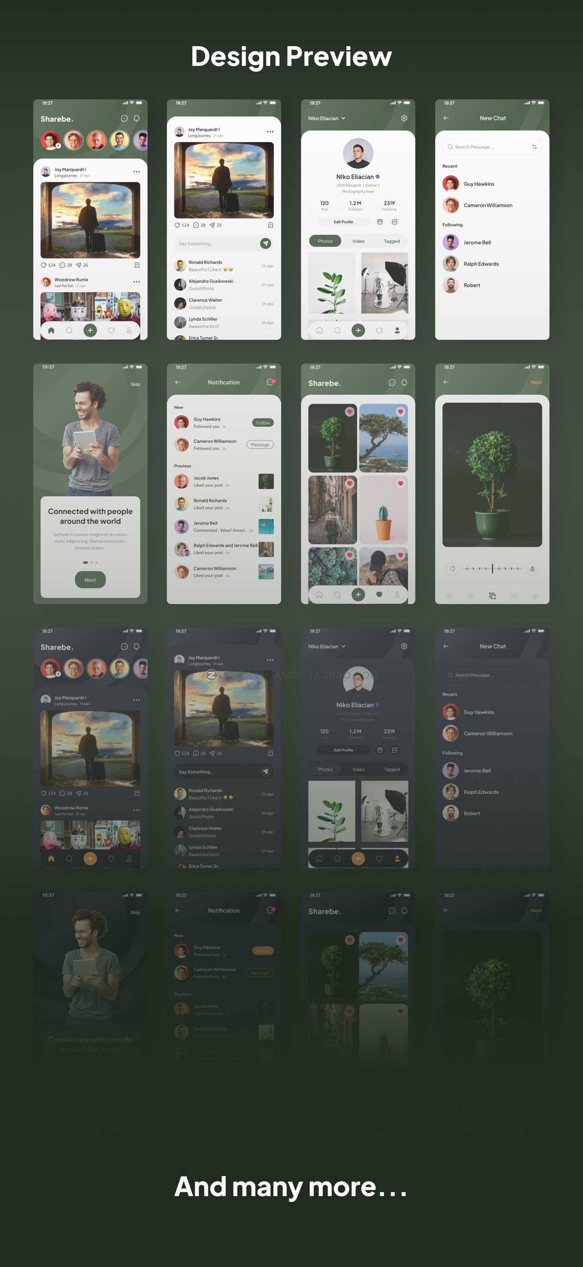 35+屏高级短视频社交交友软件APP界面设计UI套件Figma模板素材 Sharebe - Social Media App UI Kits_img_2