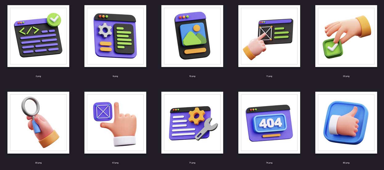 10款时尚网络网站代码编程元素3D插图插画图标Icons设计素材 UI Kit Element 3D Objects_img_2