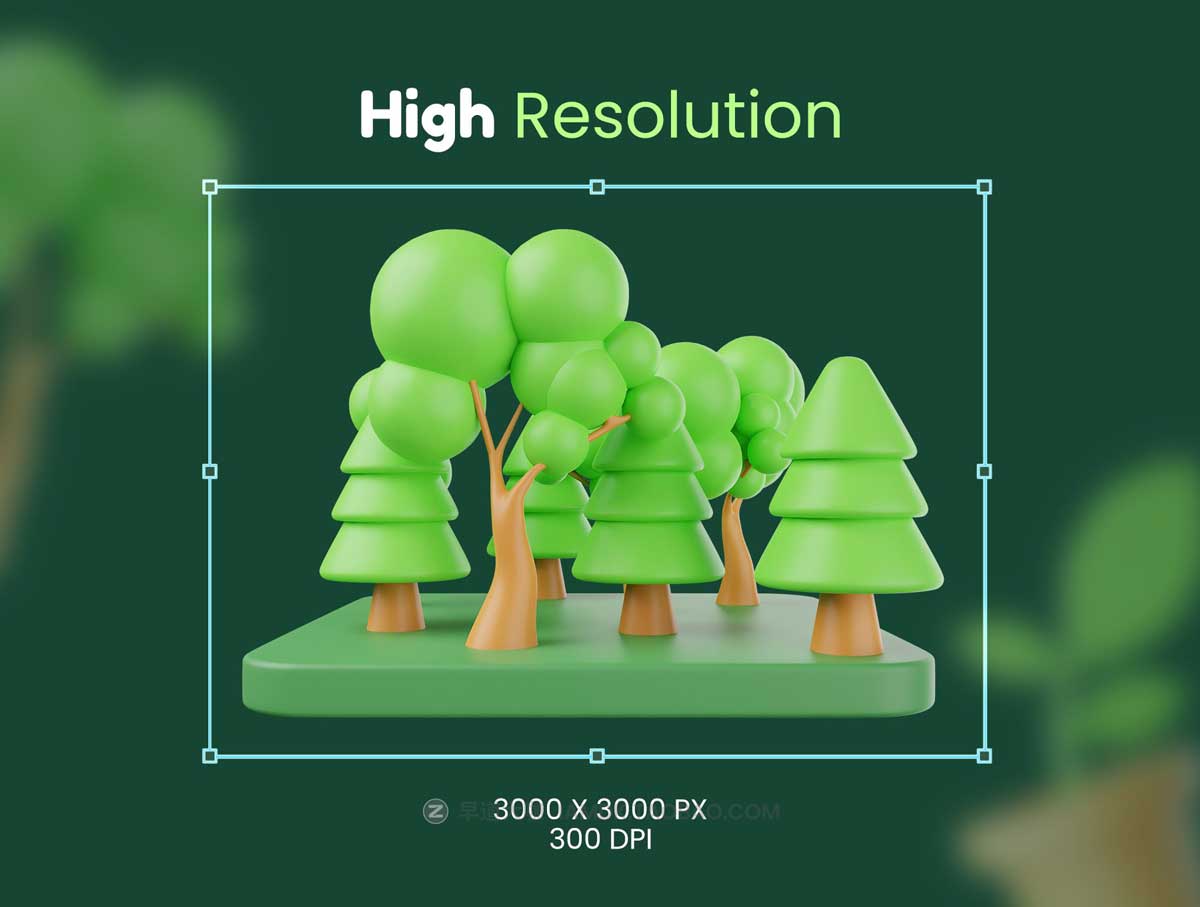 20款绿色环保植物树木绿植插图3D图标Icons设计素材合集 3D Nature Icon Pack_img_2