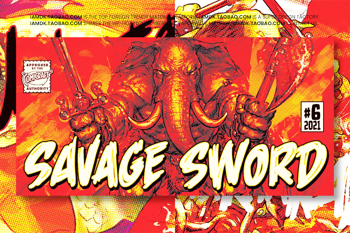 复古国潮风狂野毛笔书法笔刷效果手写英文字体安装包PS设计素材 Savage Sword Font Family_img_2