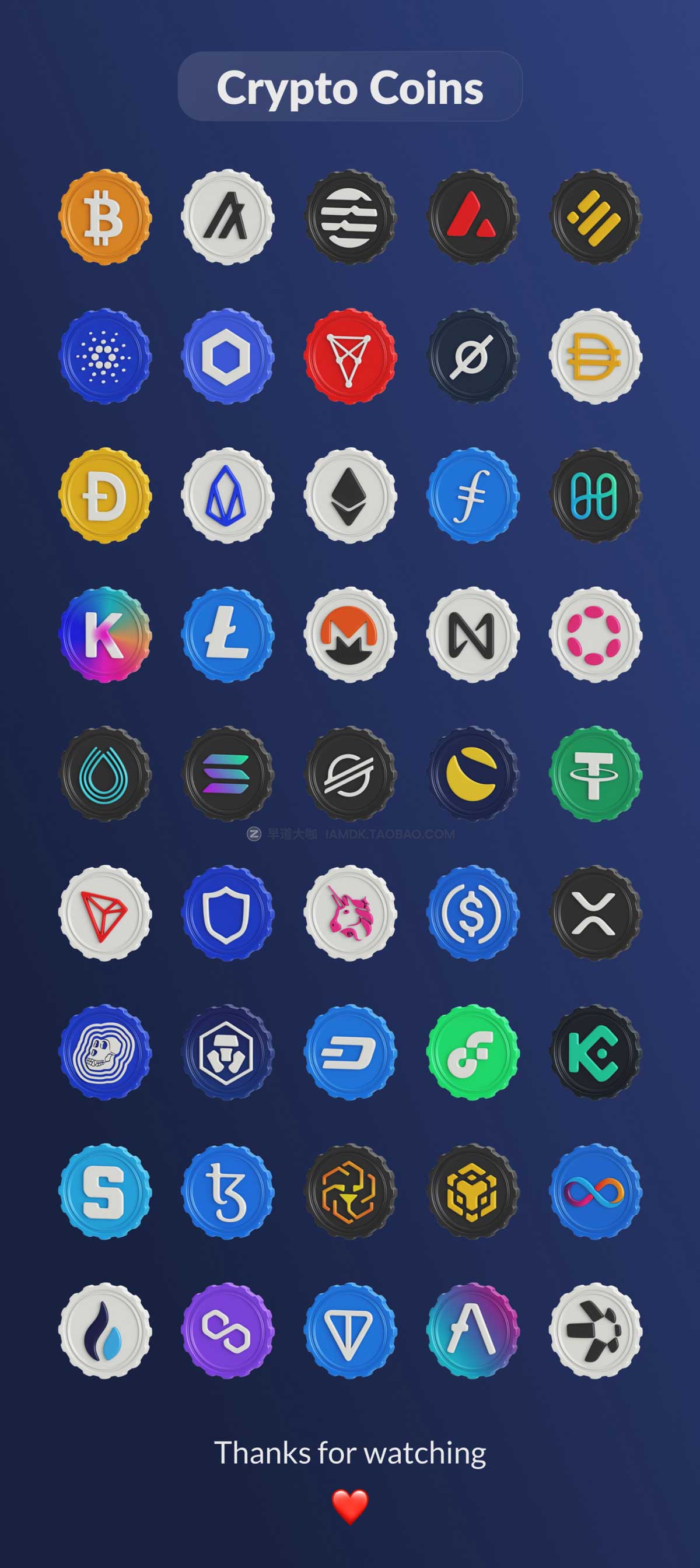 45款高级加密货币硬币3D图标Icons设计素材合集 Crypto Coins: 3D Icon Set_img_2