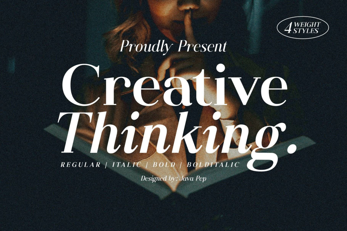 时尚优雅女性化斜体杂志排版包装标题设计衬线英文字体素材 Creative Thinking Font Family_img_3