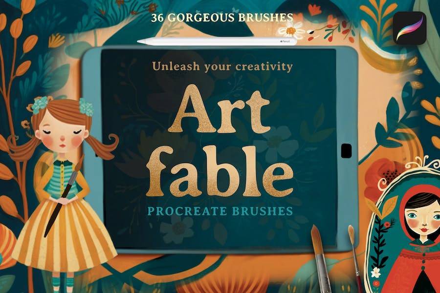 36款高质量水粉墨水铅笔木炭笔艺术绘画效果iPad Procreate笔刷合集 ArtFable Procreate Brush Collection_img_3