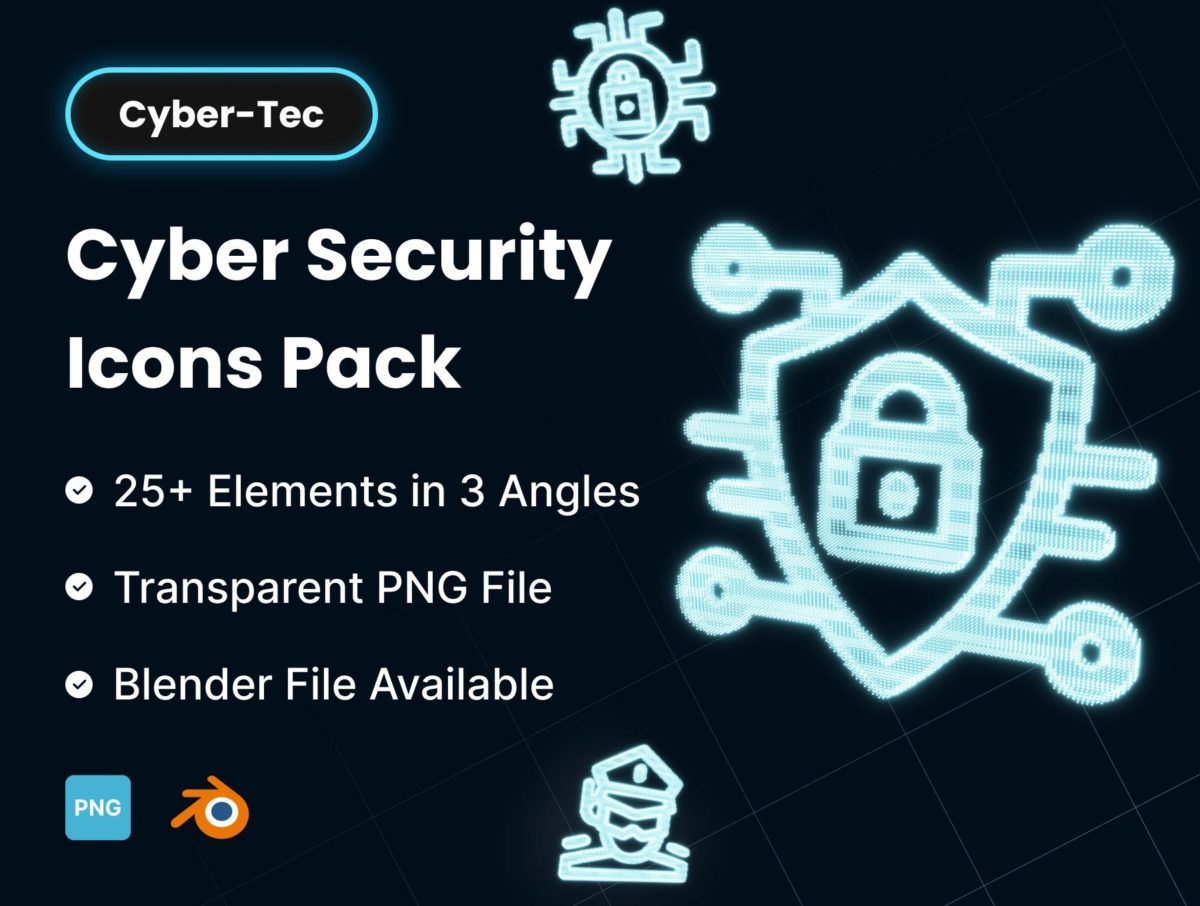 30款像素风网络安全互联网科技3D图标Icons设计素材合集 Cyber-Tec | Cyber Security 3D Icon Pack_img_3