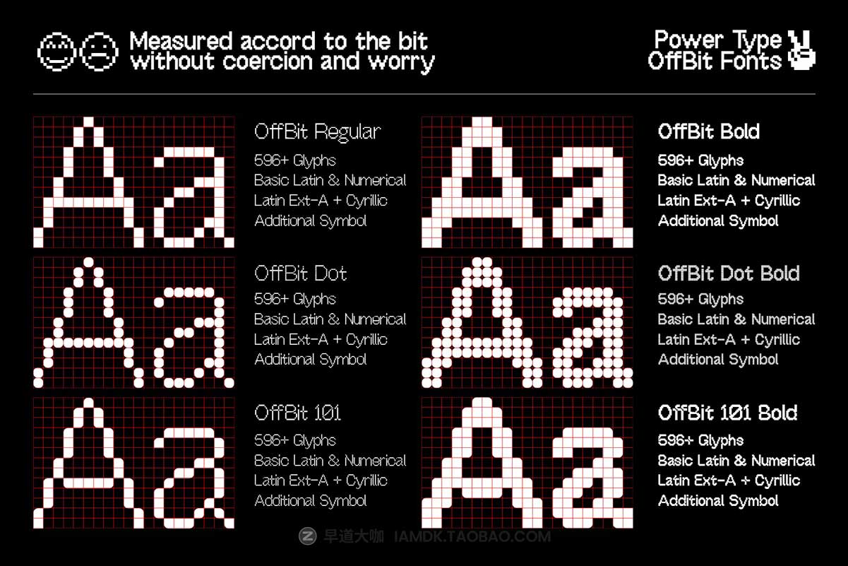 未来科幻数码科技位图像素嘻哈风点状PSAI英文字体安装包 OffBit Font Family_img_2