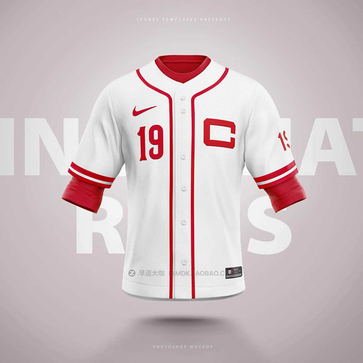 时尚逼真体育足球队服半袖上衣队标Logo设计展示Ps智能贴图样机模板 Baseball Jersey Builder Template_img_2