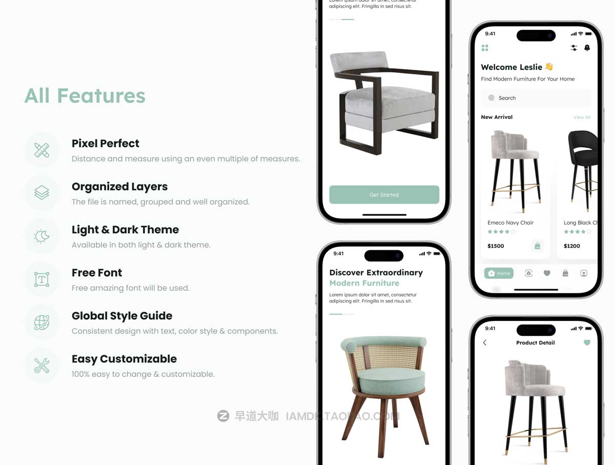 60+高级沙发家具电子商城在线购买APP软件界面设计UI套件 Melta - Ecommerce Furniture App UI Kit_img_2