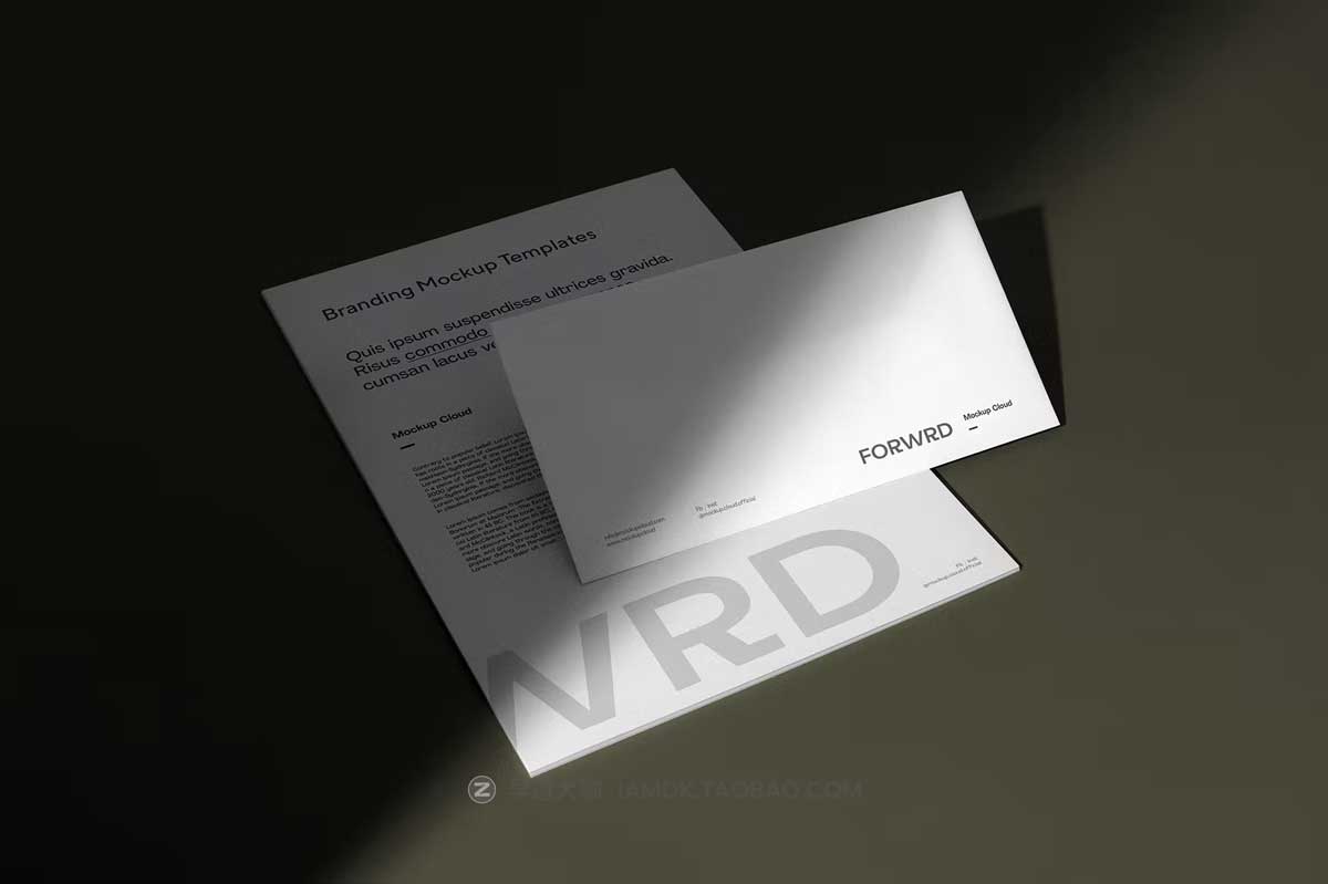 10款时尚A4信纸信封名片笔记本文具VI品牌设计展示Ps贴图样机 Forwrd Branding Mockups Vol. 1_img_2