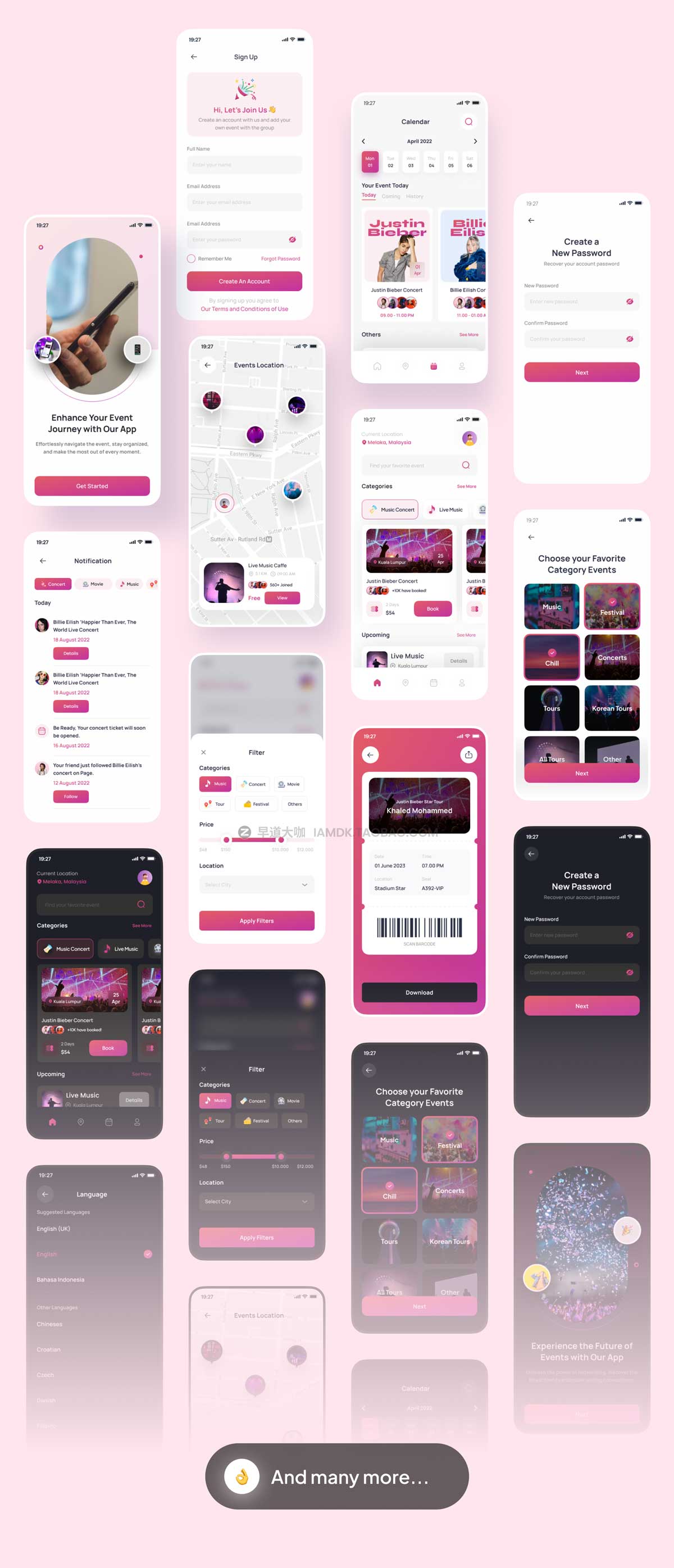 30+屏活动预定在线购票机票电影票APP应用程序界面设计UI套件 Evinly - Event Mobile Apps UI Kits_img_2