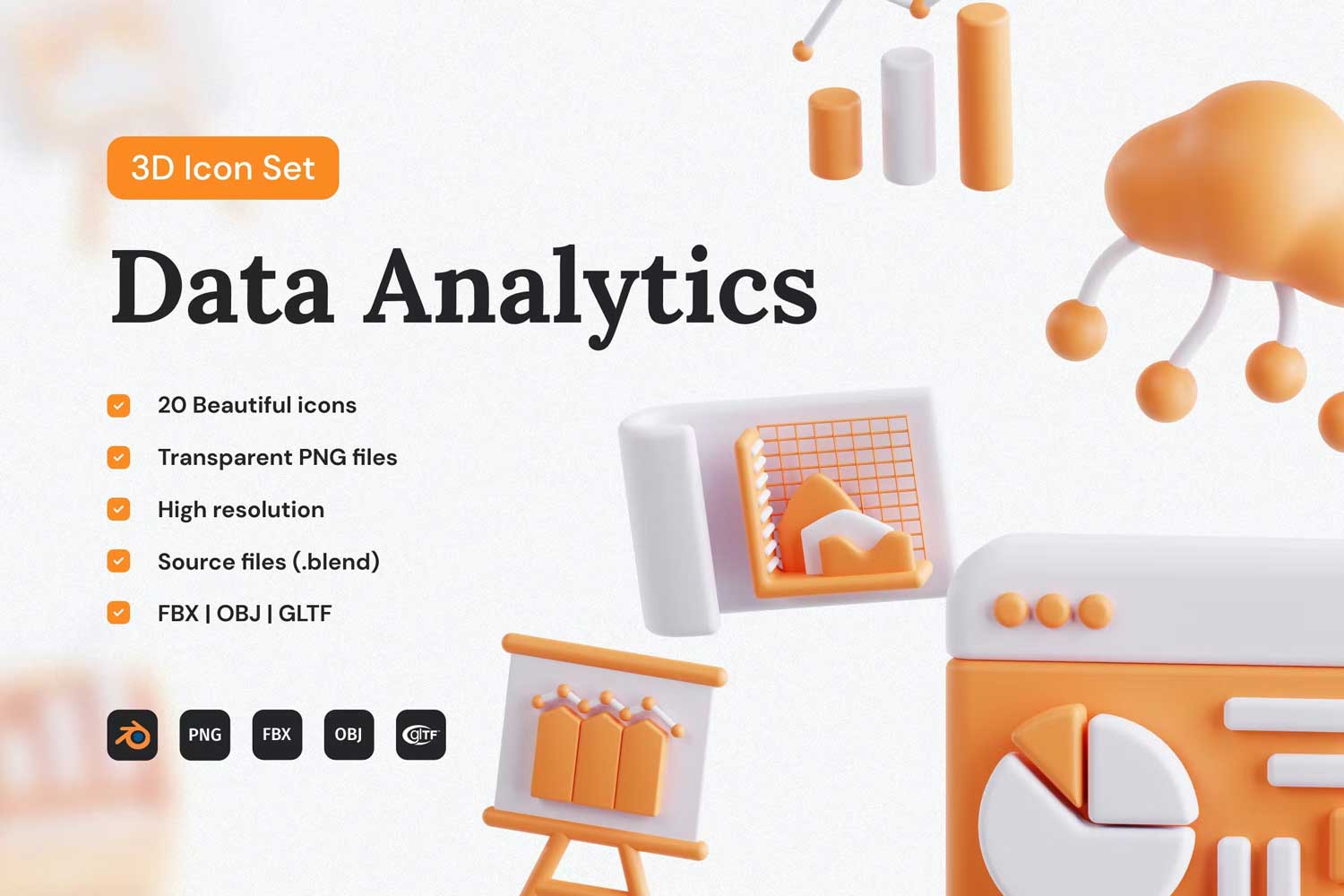 20款数据分析统计图表信息3D图标Icons设计素材合集 Data Analytics 3D Icon Set_img_2