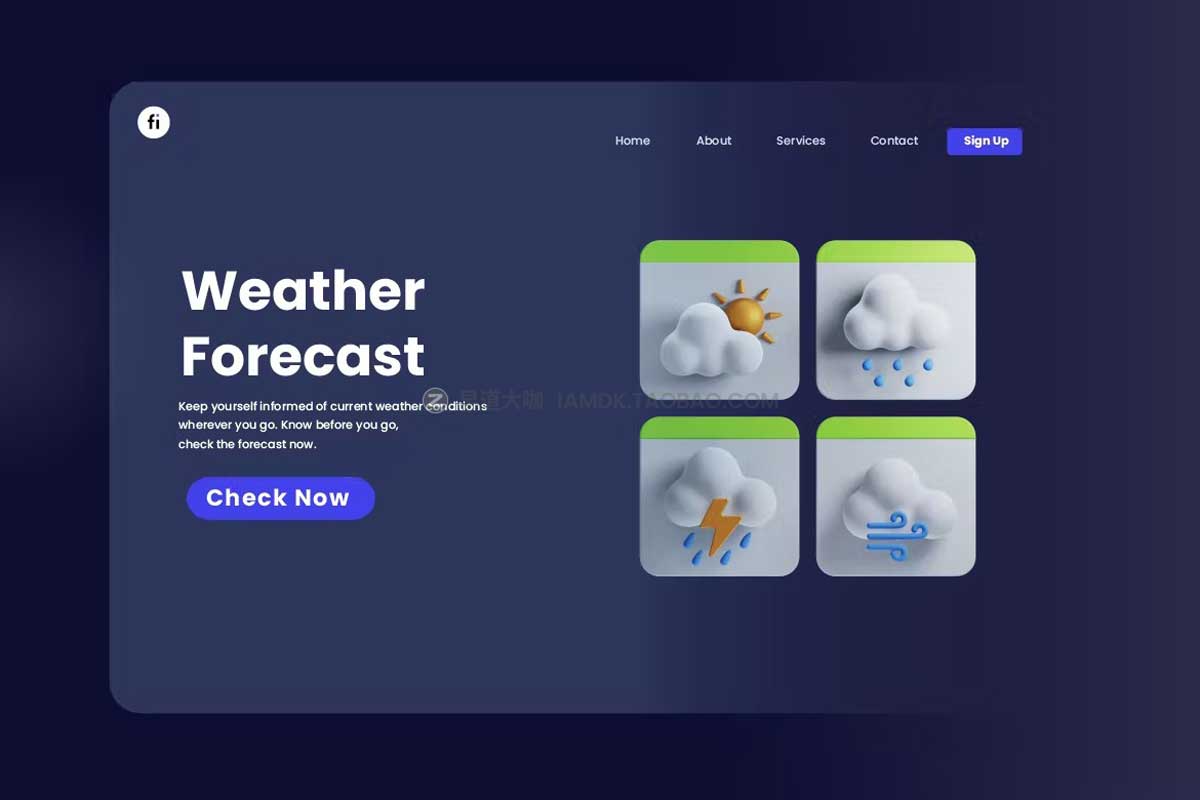 30款卡通趣味天气预报气候3D插画插图图标Icons设计素材包 3D Weather Icons_img_2