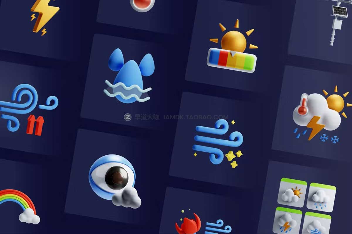 30款卡通趣味天气预报气候3D插画插图图标Icons设计素材包 3D Weather Icons_img_2