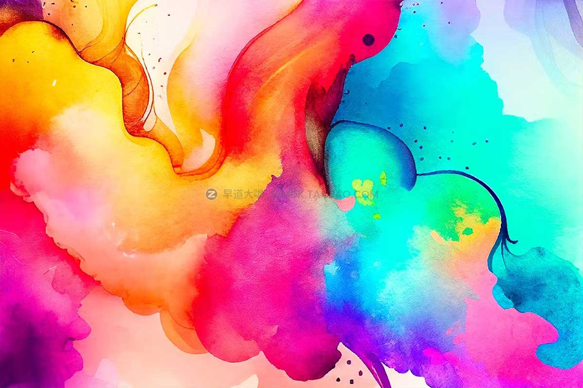 10款多彩油墨水彩抽象数字艺术背景图片设计素材包 Colorful Watercolor Texture Backgrounds_img_2