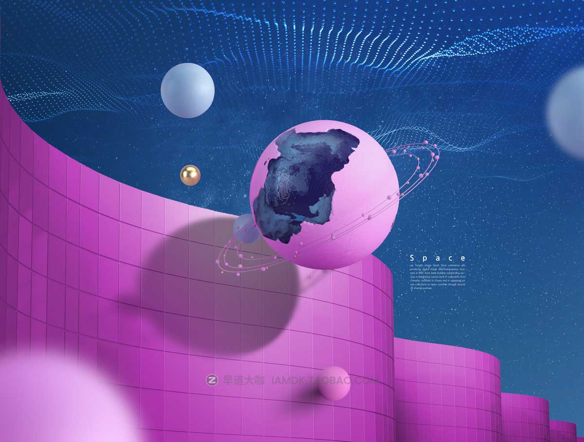 15款未来虚拟空间抽象宇宙几何海报主视觉KV设计PS分层模板素材 Virtual Space Geometry Poster Template_img_2