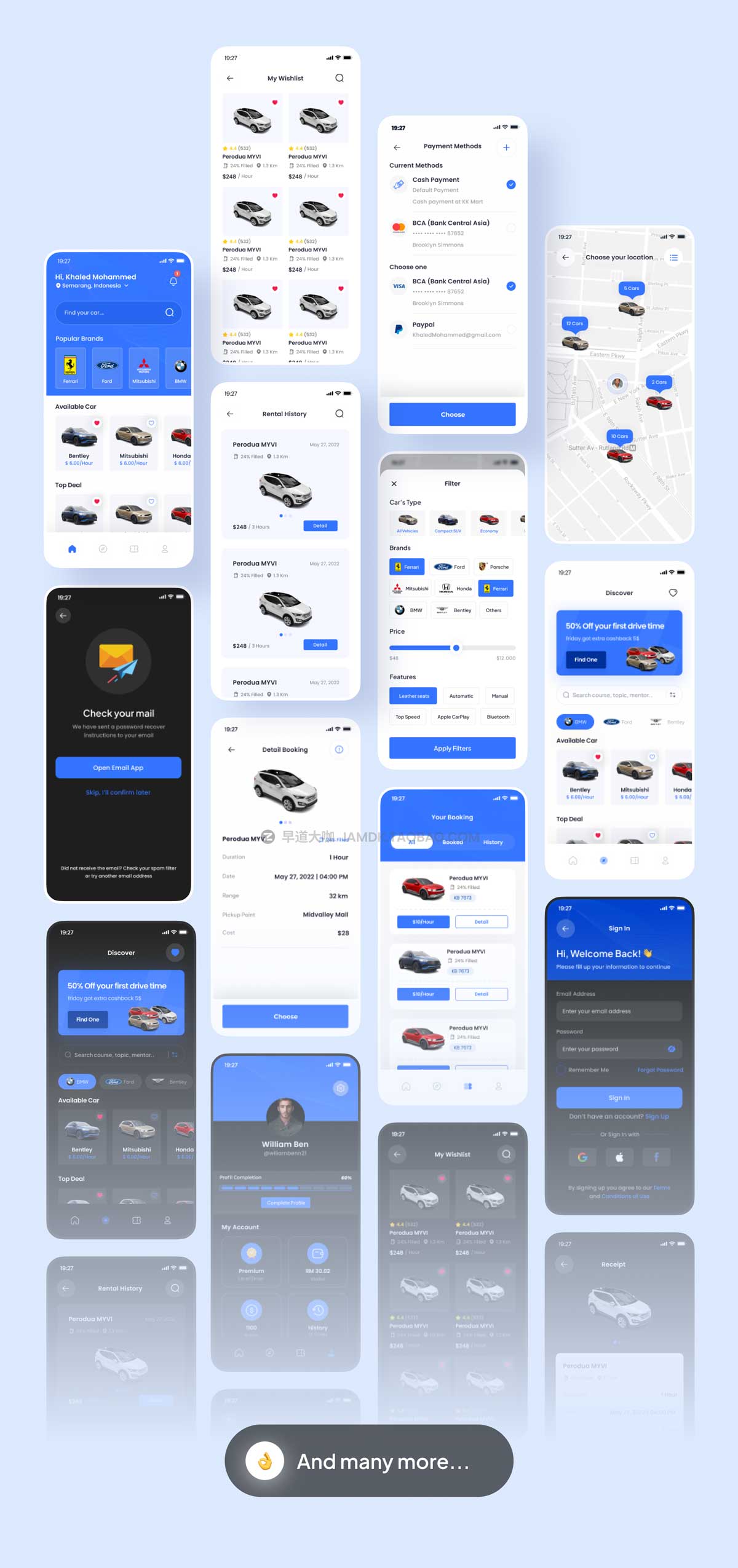 35屏现代简约汽车在线租赁共享汽车APP界面设计Figma模板素材 FazCar - Car Rental App UI Kit_img_2