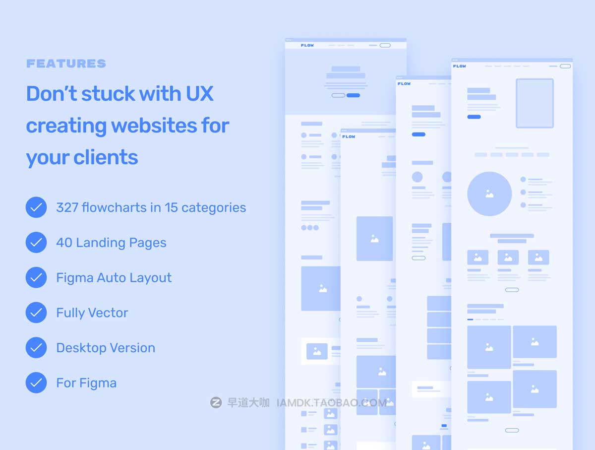 327张网站登陆界面布局流程图线框图设计Figma模板素材 ALF | Flowchart Wireframe Constructor_img_2