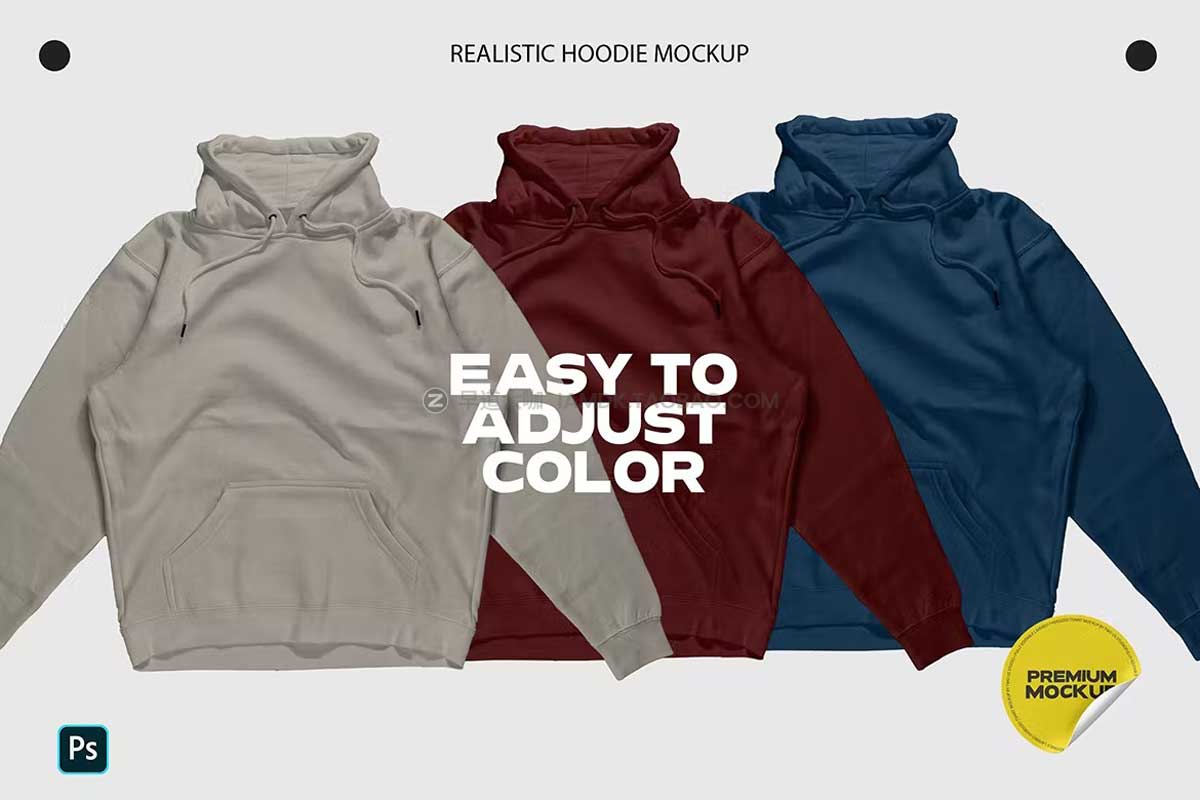 潮流街头服饰连衣帽卫衣印花图案设计展示贴图PSD样机模板 Realistic Hoodie Mockup_img_2