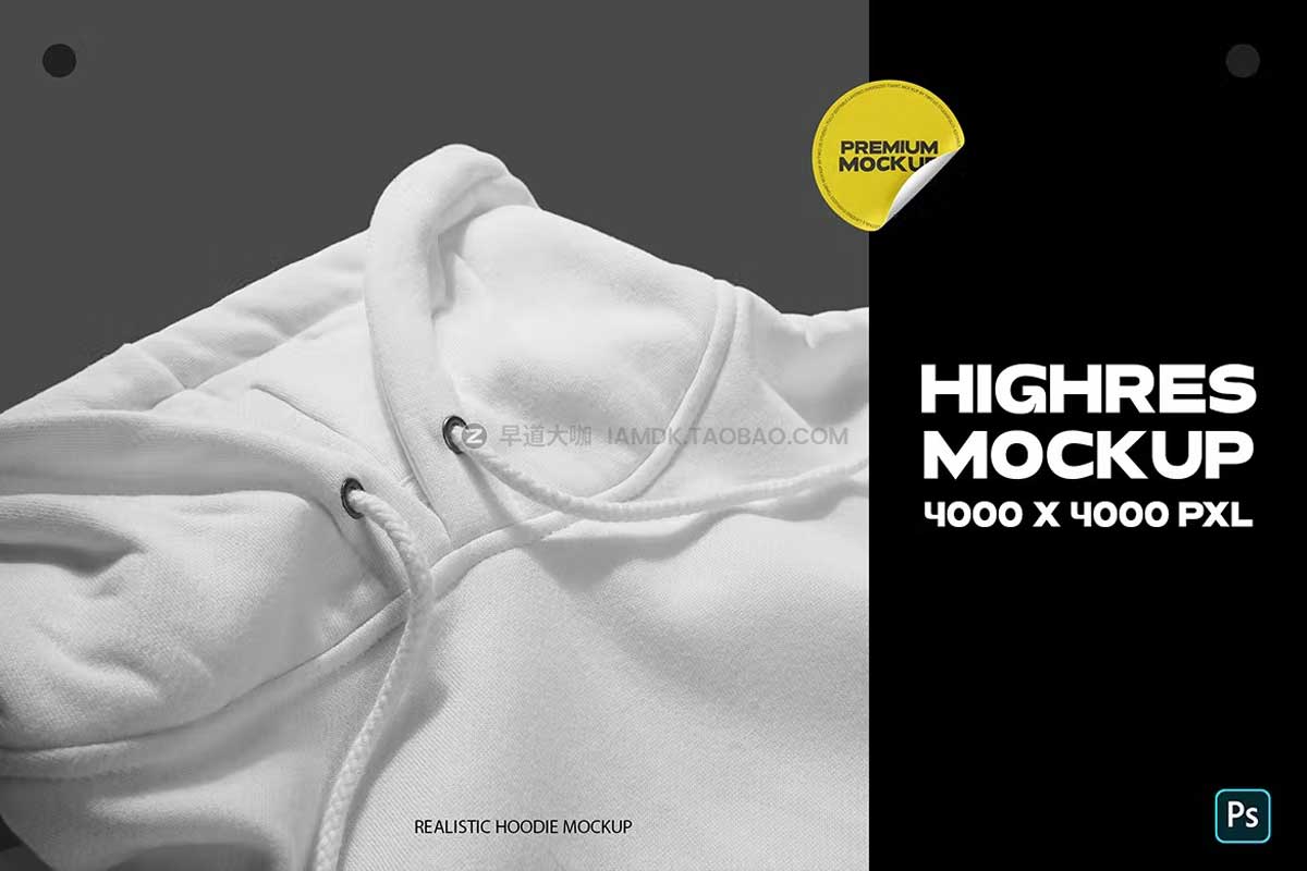 潮流街头服饰连衣帽卫衣印花图案设计展示贴图PSD样机模板 Realistic Hoodie Mockup_img_2