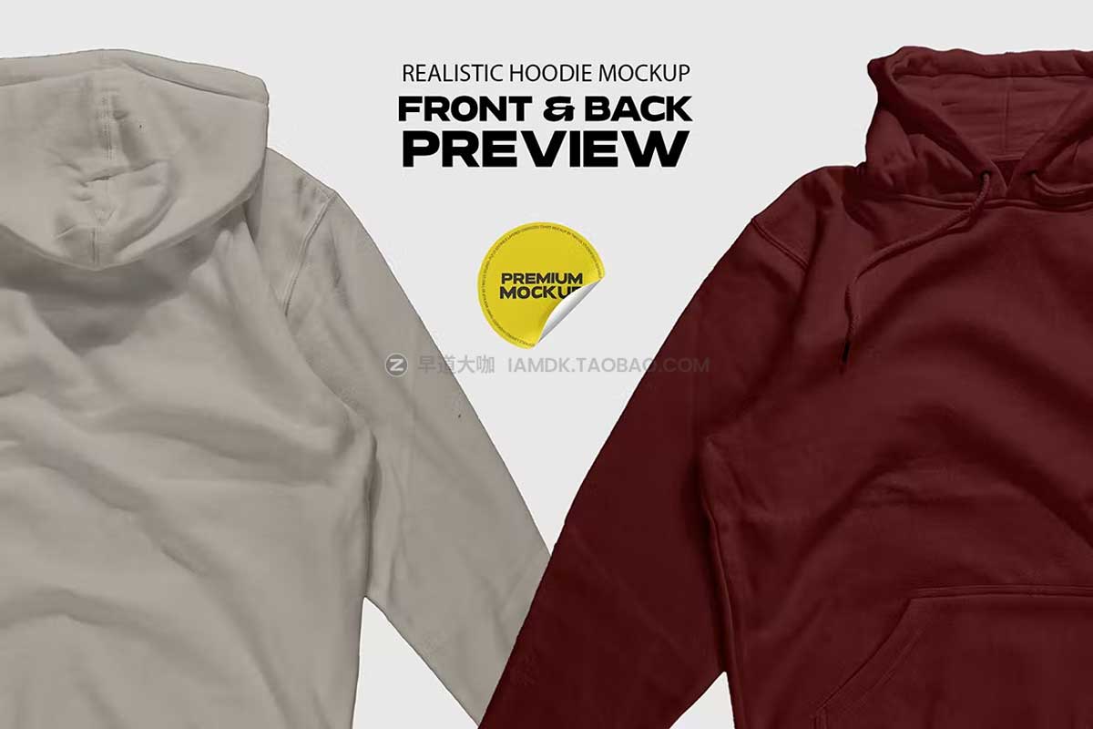 潮流街头服饰连衣帽卫衣印花图案设计展示贴图PSD样机模板 Realistic Hoodie Mockup_img_2