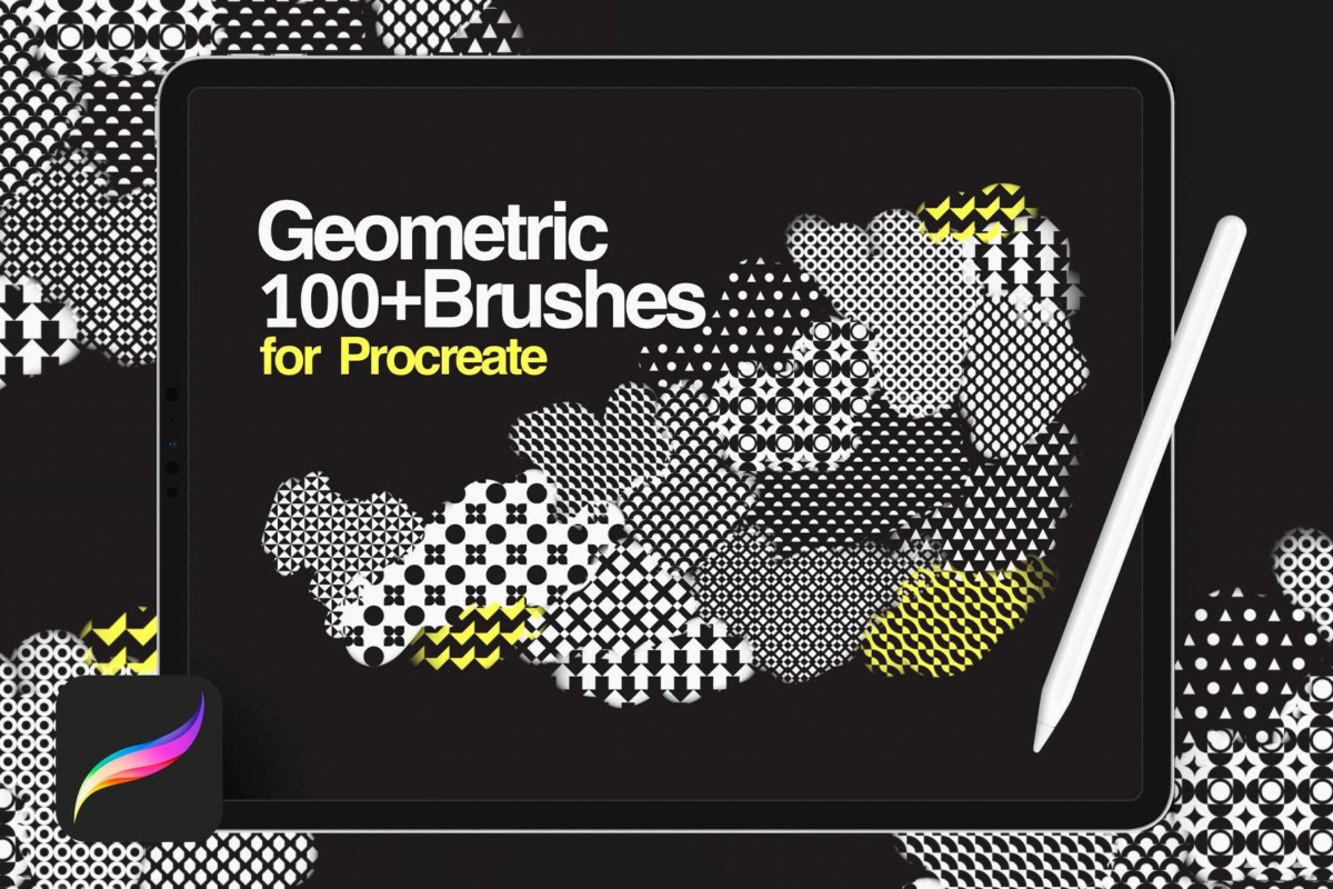 160+几何纹理网格波点半调抽象艺术图案背景Procreate绘画工具笔刷 Geometric 160+ Patterns Procreate_img_3