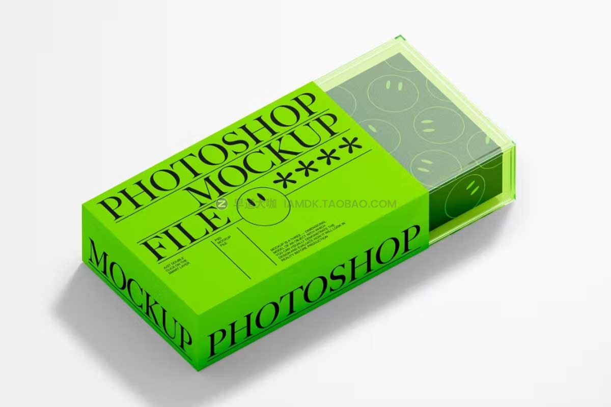 时尚透明抽屉式产品包装盒外套设计展示贴图PSD样机模板素材 Transparent Box Mockup Set_img_2