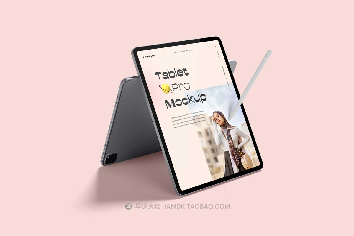 30款逼真苹果iPad平板电脑UI界面APP设计展示PSD样机模板素材 Tablet Pro Mockup_img_2