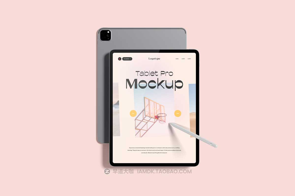 30款逼真苹果iPad平板电脑UI界面APP设计展示PSD样机模板素材 Tablet Pro Mockup_img_2