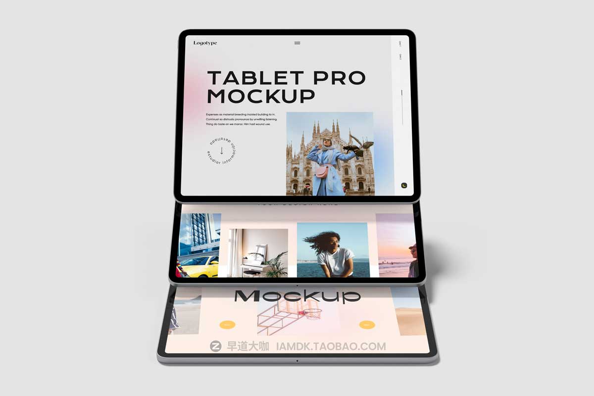 30款逼真苹果iPad平板电脑UI界面APP设计展示PSD样机模板素材 Tablet Pro Mockup_img_2