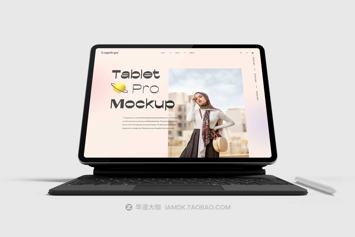 30款逼真苹果iPad平板电脑UI界面APP设计展示PSD样机模板素材 Tablet Pro Mockup_img_2