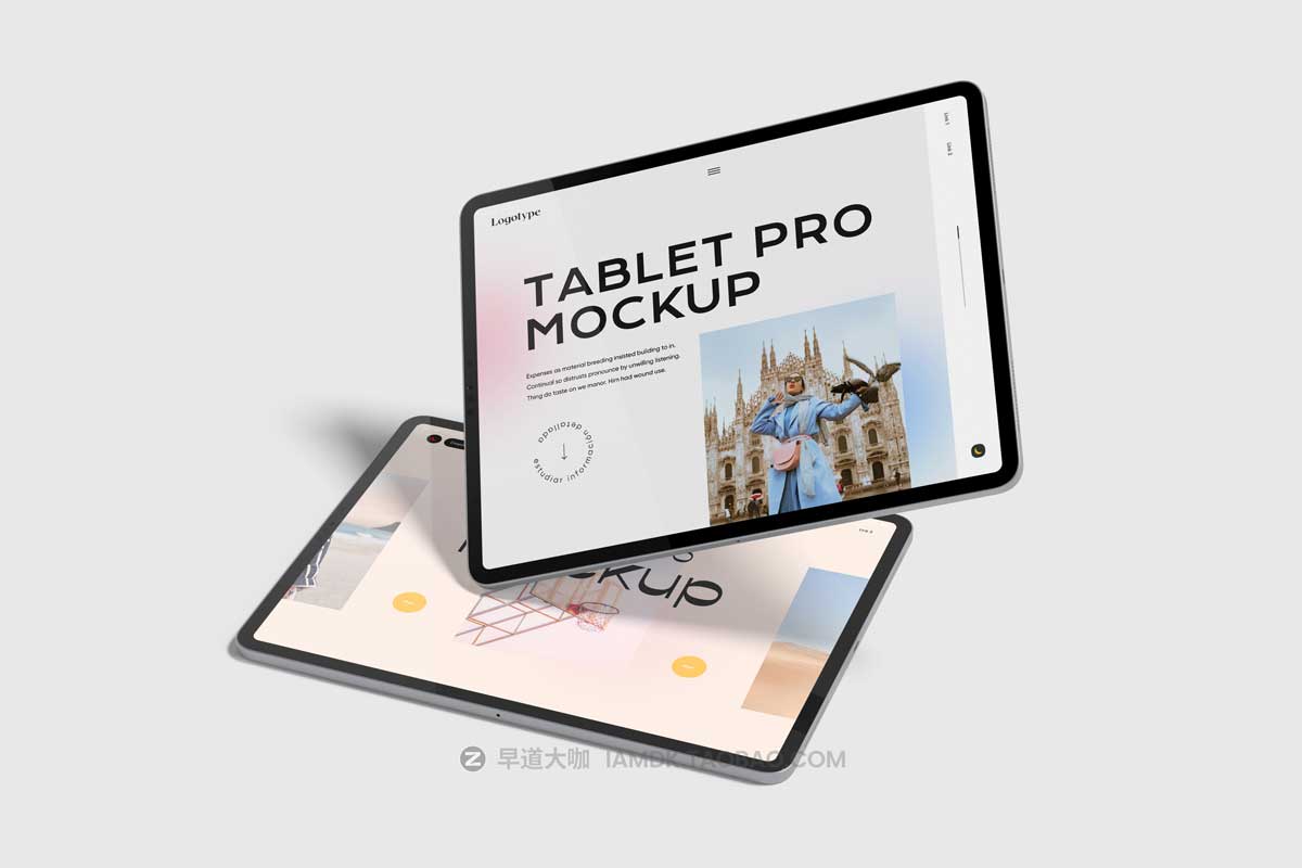 30款逼真苹果iPad平板电脑UI界面APP设计展示PSD样机模板素材 Tablet Pro Mockup_img_2