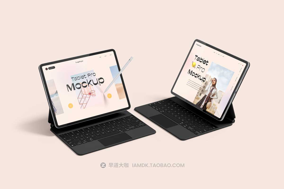 30款逼真苹果iPad平板电脑UI界面APP设计展示PSD样机模板素材 Tablet Pro Mockup_img_2