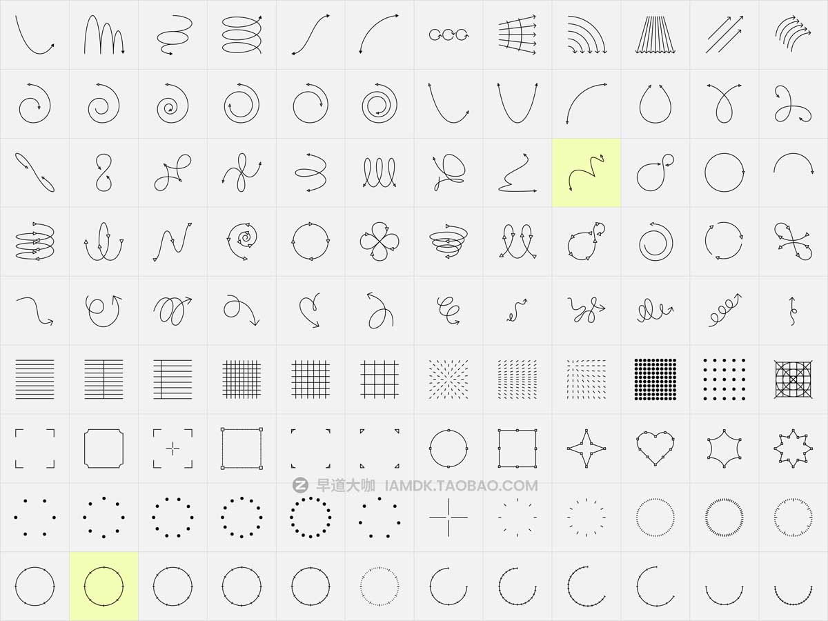 1000款时尚创意极简线性几何图形抽象艺术装饰线框底纹设计素材 Iotas Sets_img_2