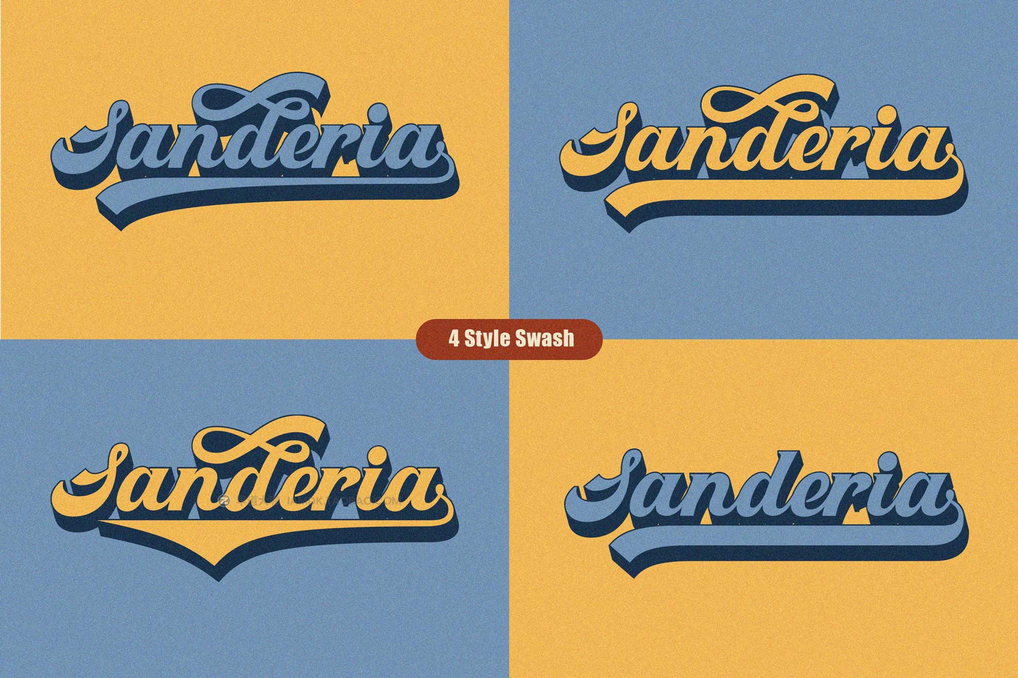 70年代复古俏皮卡通专辑封面标题贴纸设计英文字体安装包 Retro Sanderia - Groovy Font_img_2