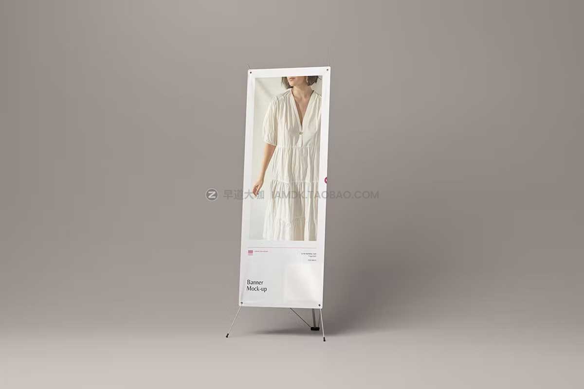 时尚竖版易拉宝展架模型设计贴图展示PSD样机模板素材 Standing Banner Mockup_img_2