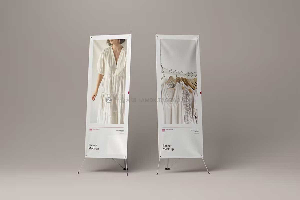 时尚竖版易拉宝展架模型设计贴图展示PSD样机模板素材 Standing Banner Mockup_img_2