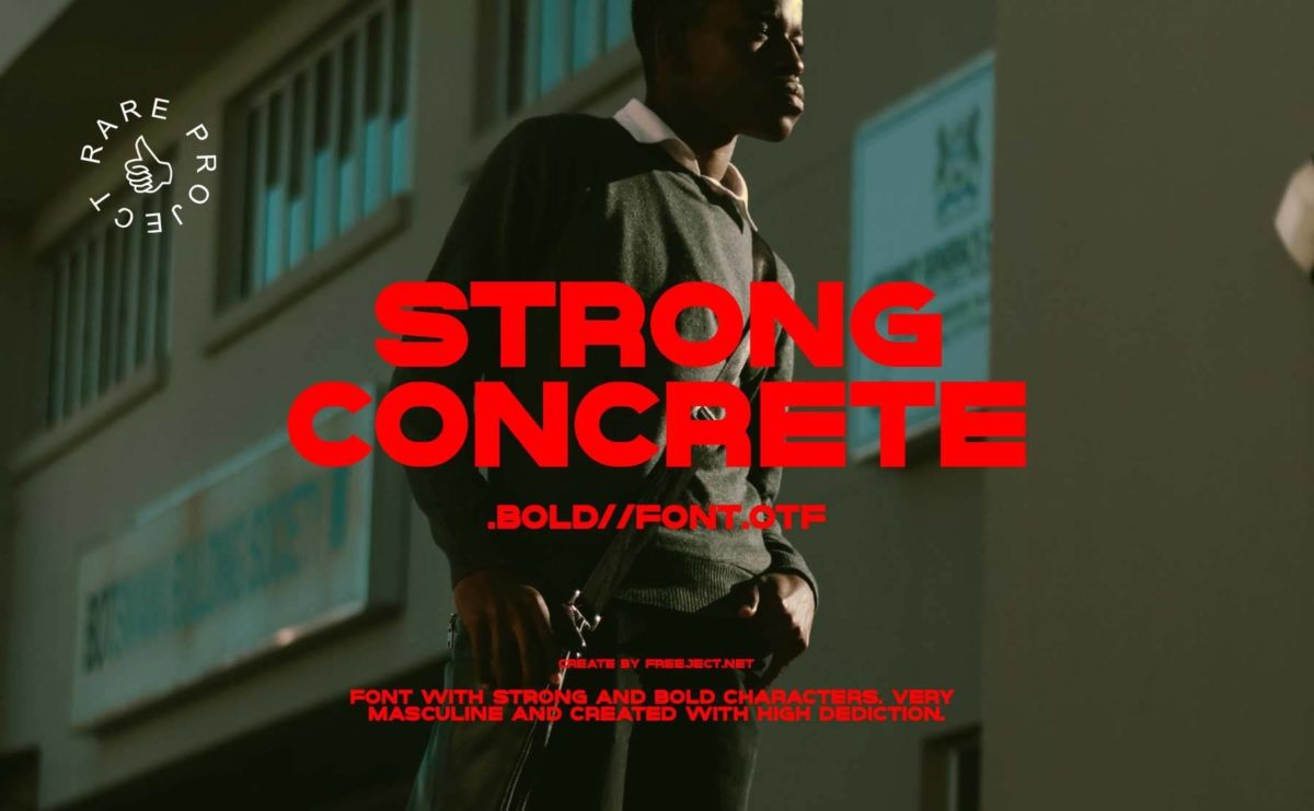 现代时尚朋克未来杂志海报标题徽标logo设计无衬线英文字体 Strong Concrete - Display Font_img_3