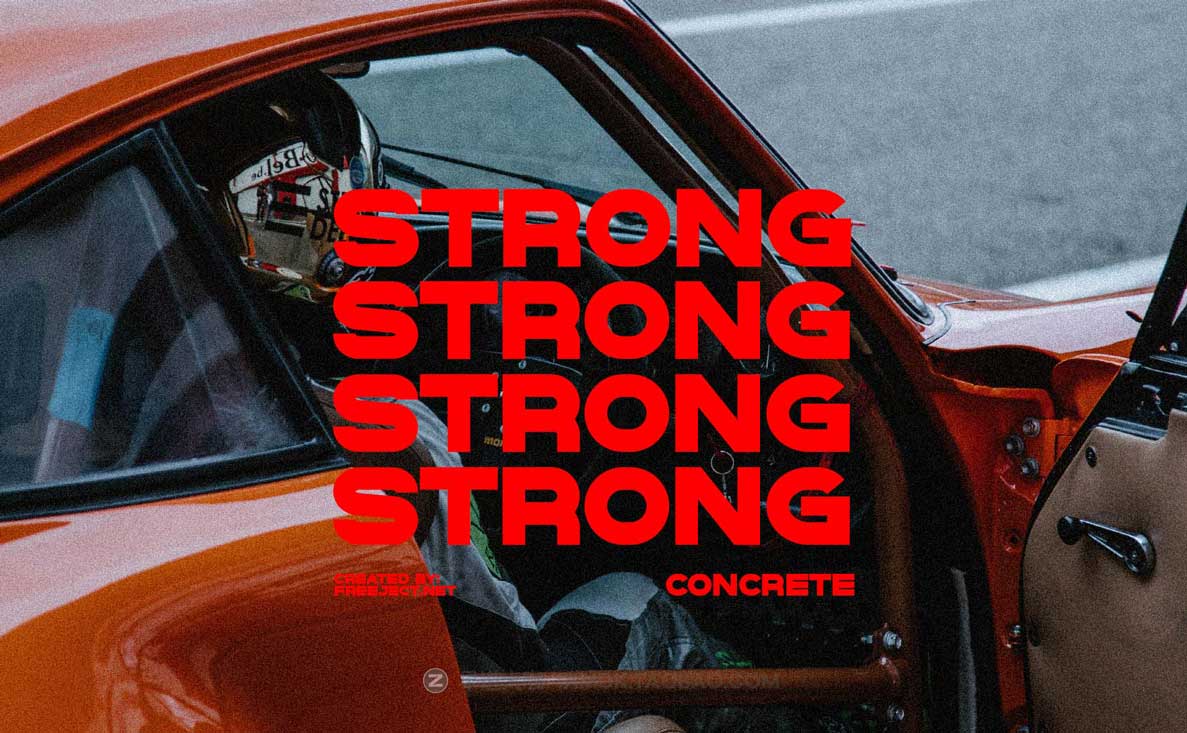 现代时尚朋克未来杂志海报标题徽标logo设计无衬线英文字体 Strong Concrete - Display Font_img_2