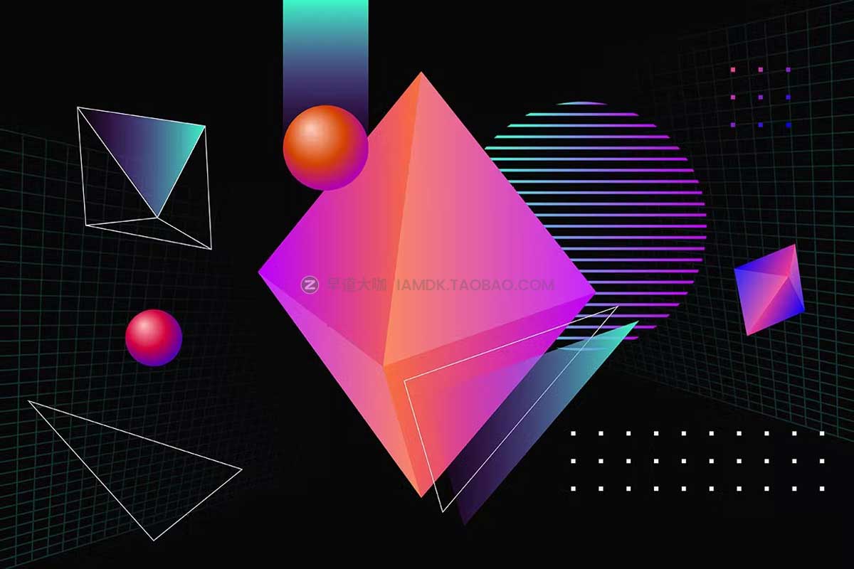 未来科幻抽象几何图形海报传单设计AI矢量背景图片素材 Futuristic Geometric Shapes Backgrounds_img_2