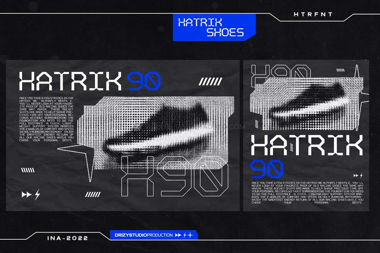 未来科幻机能工业风几何斜角无衬线英文字体安装包 Hatrik - Modern Futuristic Font_img_2