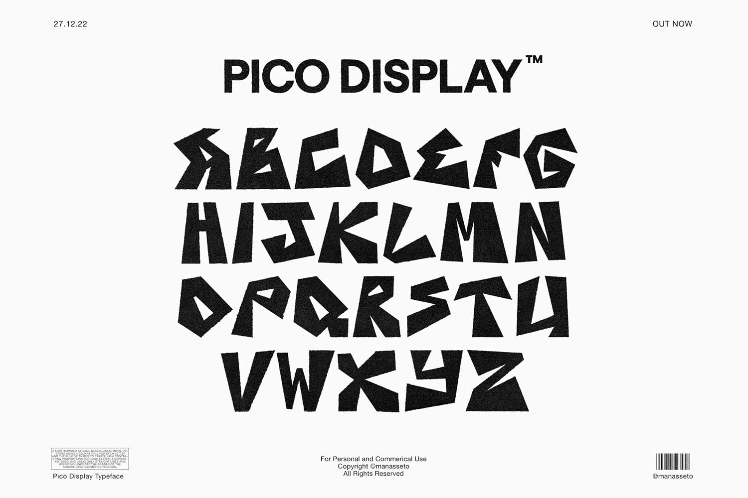 时尚经典不规则几何逆反差海报服装标题logo设计装饰英文字体 Pico Font by Manasseto_img_2