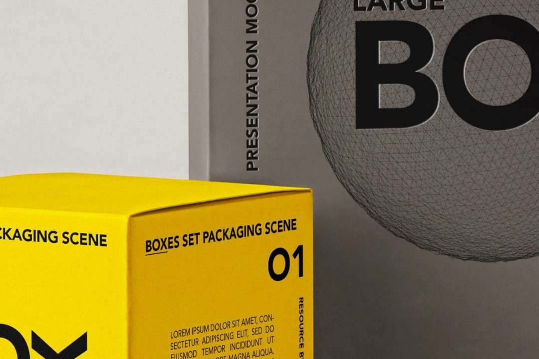 3款时尚方形产品包装纸盒设计展示效果图PSD样机模板 Packaging Boxes Psd Branding Mockup Set_img_3