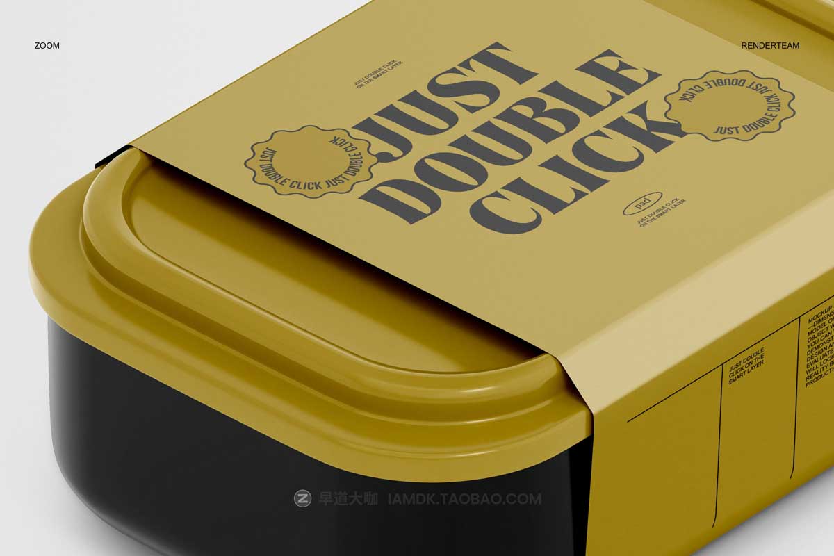 时尚美食食品水果外卖包装盒标签设计展示贴图PSD样机模板 Food Tray Box Mockup_img_2