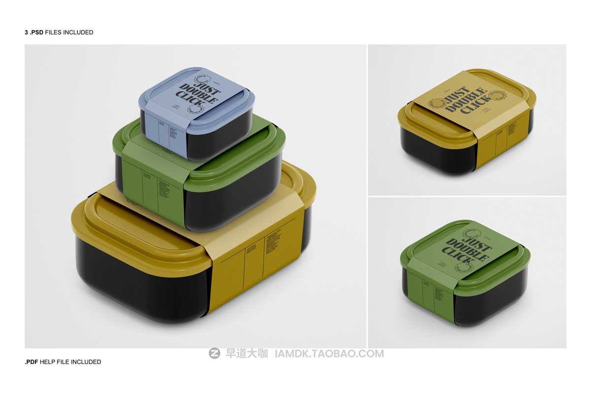 时尚美食食品水果外卖包装盒标签设计展示贴图PSD样机模板 Food Tray Box Mockup_img_2