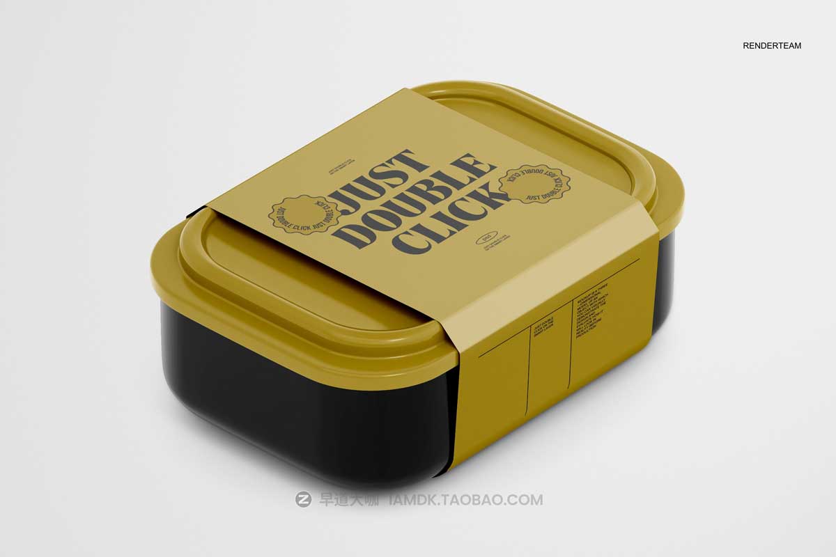 时尚美食食品水果外卖包装盒标签设计展示贴图PSD样机模板 Food Tray Box Mockup_img_2